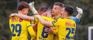 Na snímke hráči FC Košice Matúš Kira, Šimon Sabolčík, Marek Zsigmund, Dávid Gallovič a Dominik Kružliak.