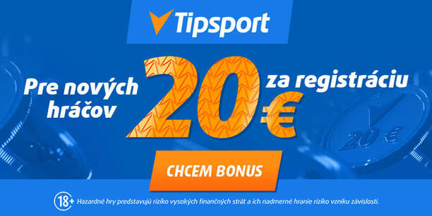 Získajte 20 eur zadarmo iba za registráciu a overenie účtu v Tipsporte.