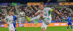 Kapitán Prešova Patrik Šimko počas zápasu so Slovanom Bratislava.