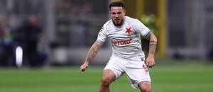 Najlepší strelec Slavie Praha Vasil Kusej počas zápasu proti Interu Miláno v 1. kole ligovej fázy UEFA Champions League 2025/26