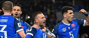 Gólová oslava slovenských reprezentantov.