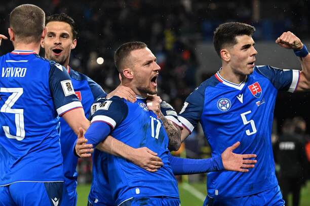 Gólová oslava slovenských reprezentantov.