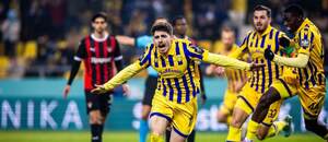Dunajská Streda vs. Trnava. Na fotke Ammar Ramadan oslavuje gól do siete Spartaka.