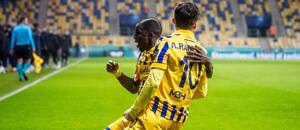 Alioune Sylla (vľavo) a Ammar Ramadan, FC DAC 1904 Dunajská Streda