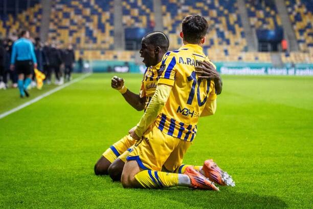 Alioune Sylla (vľavo) a Ammar Ramadan, FC DAC 1904 Dunajská Streda