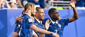 Francúzi oslavujú gól na MS vo futbale 2026