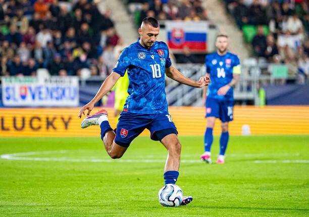 Slovenský krídelník Ivan Schranz počas zápasu Slovensko vs. Moldavsko v&nbsp;prvom kole Ligy národov UEFA 2026/2027