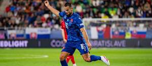 Slovenský obranca Dávid Hancko v zápase Slovensko vs. Moldavsko v 1. kole Ligy národov UEFA 2026/2027
