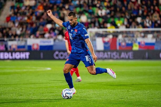 Slovenský obranca Dávid Hancko v&nbsp;zápase Slovensko vs. Moldavsko v&nbsp;1. kole Ligy národov UEFA 2026/2027