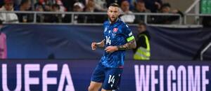 Kapitán Milan Škriniar počas zápasu Slovensko – Moldavsko